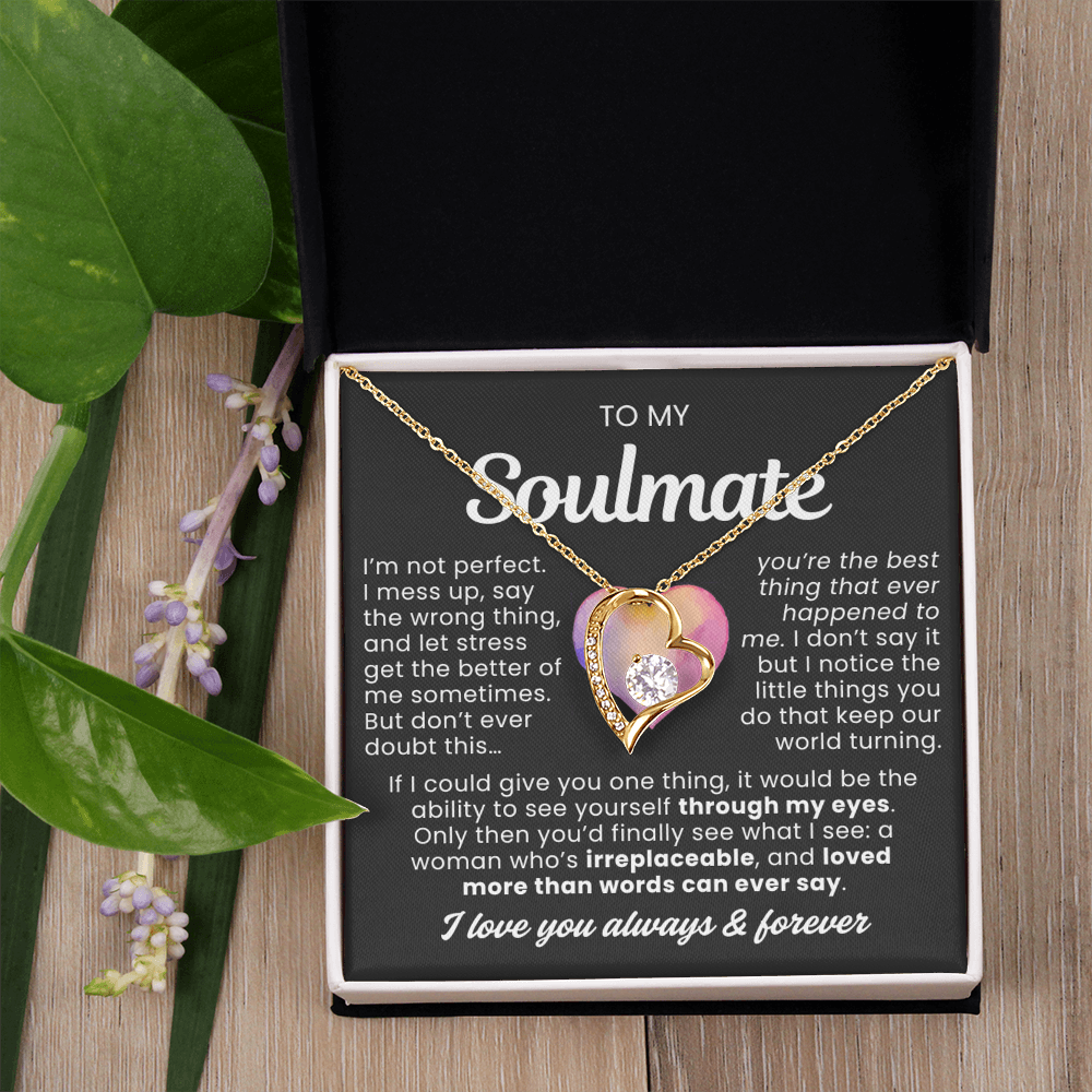 To My Soulmate - Love Heart Necklace -  Best Thing Message Card Gift from Husband