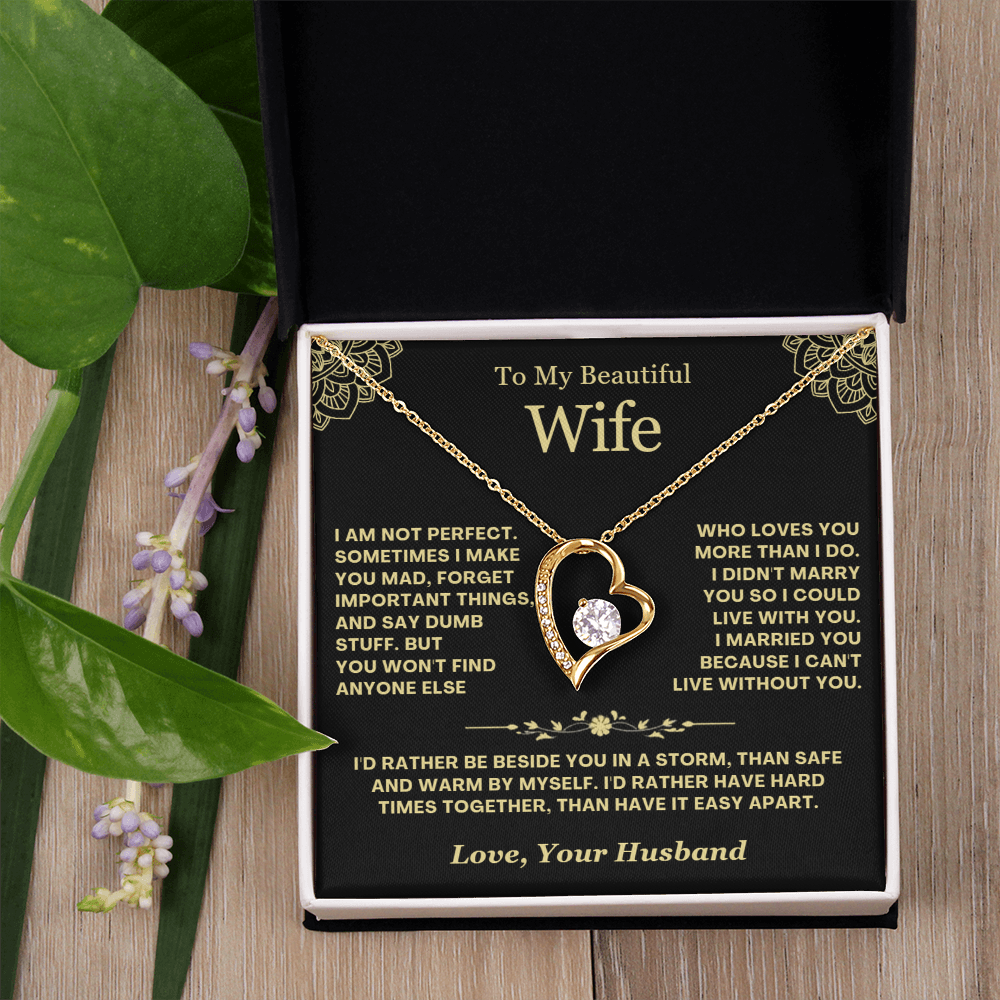 To My Wife - Love Heart Necklace - Rather Beside You Valentine's Day Gift