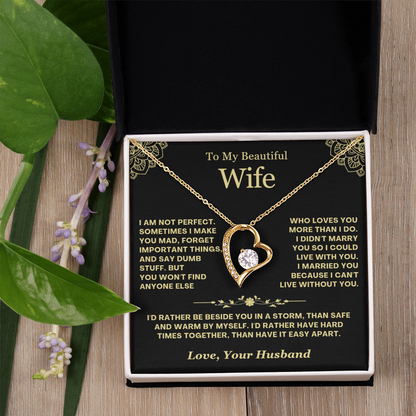 To My Wife - Love Heart Necklace - Rather Beside You Valentine's Day Gift