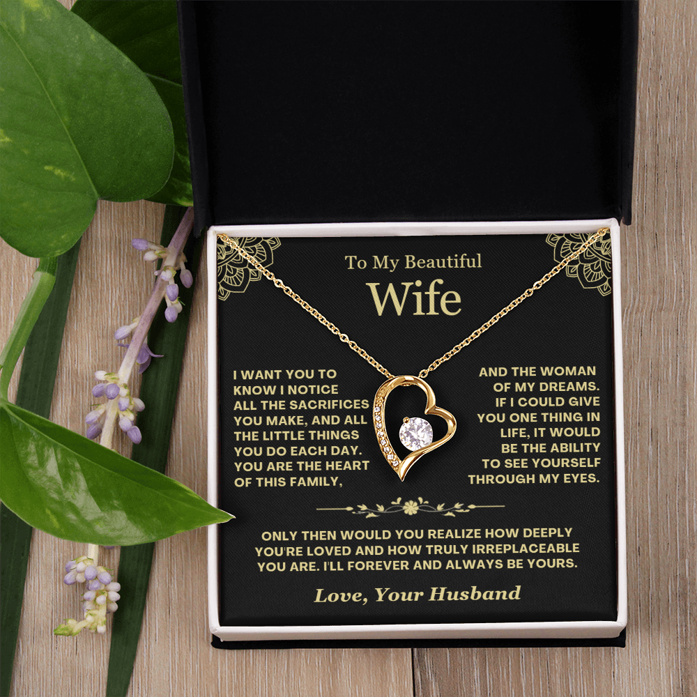 To My Wife - Love Heart Necklace - Greatest Gift Valentine's Day Gift