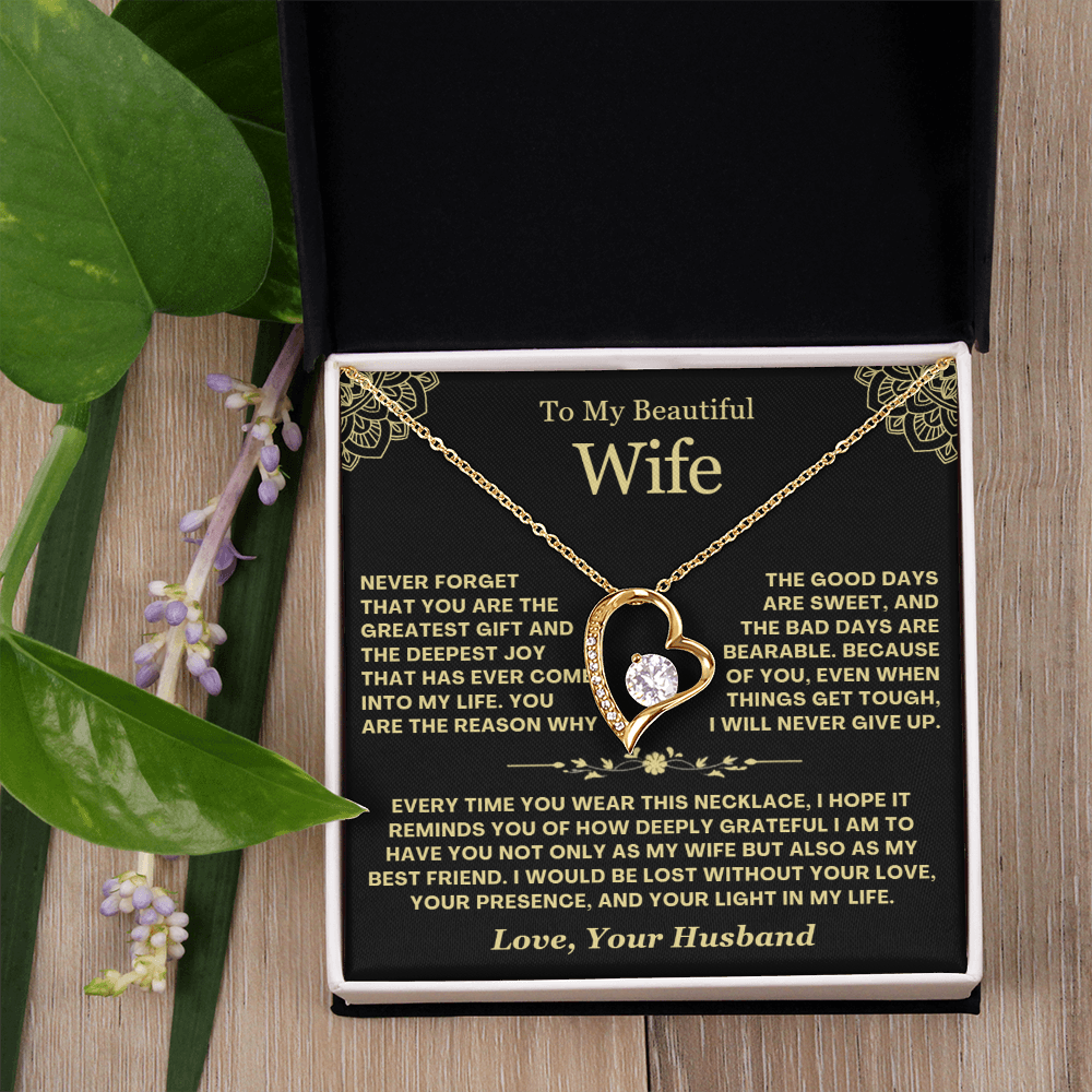 To My Wife - Love Heart Necklace - Greatest Gift Valentine's Day Gift
