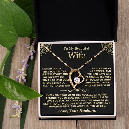 To My Wife - Love Heart Necklace - Greatest Gift Valentine's Day Gift