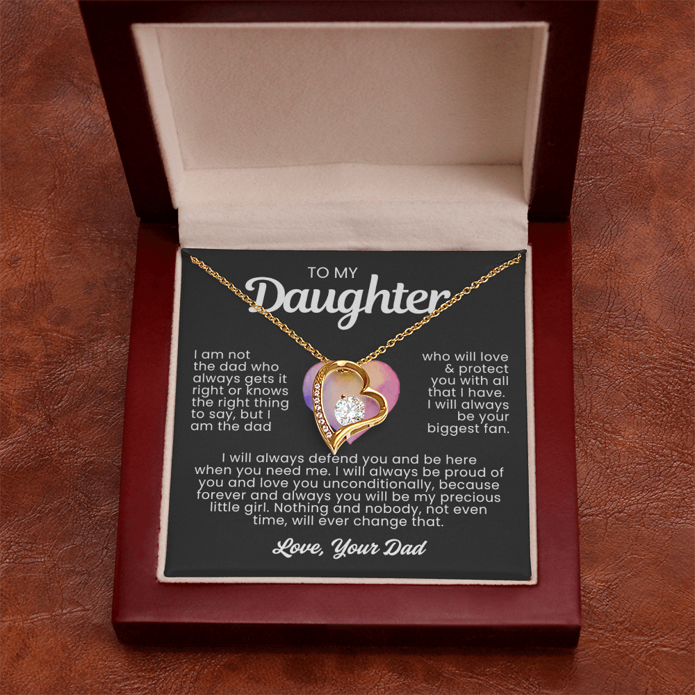 To My Daughter Necklace from Dad - Love Heart Necklace - Always Proud Of You Message Card Gift