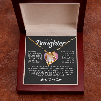 To My Daughter Necklace from Dad - Love Heart Necklace - Always Proud Of You Message Card Gift