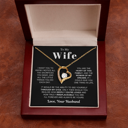 To My Wife - Love Heart Necklace - Woman of My Dreams Valentine's Day Gift