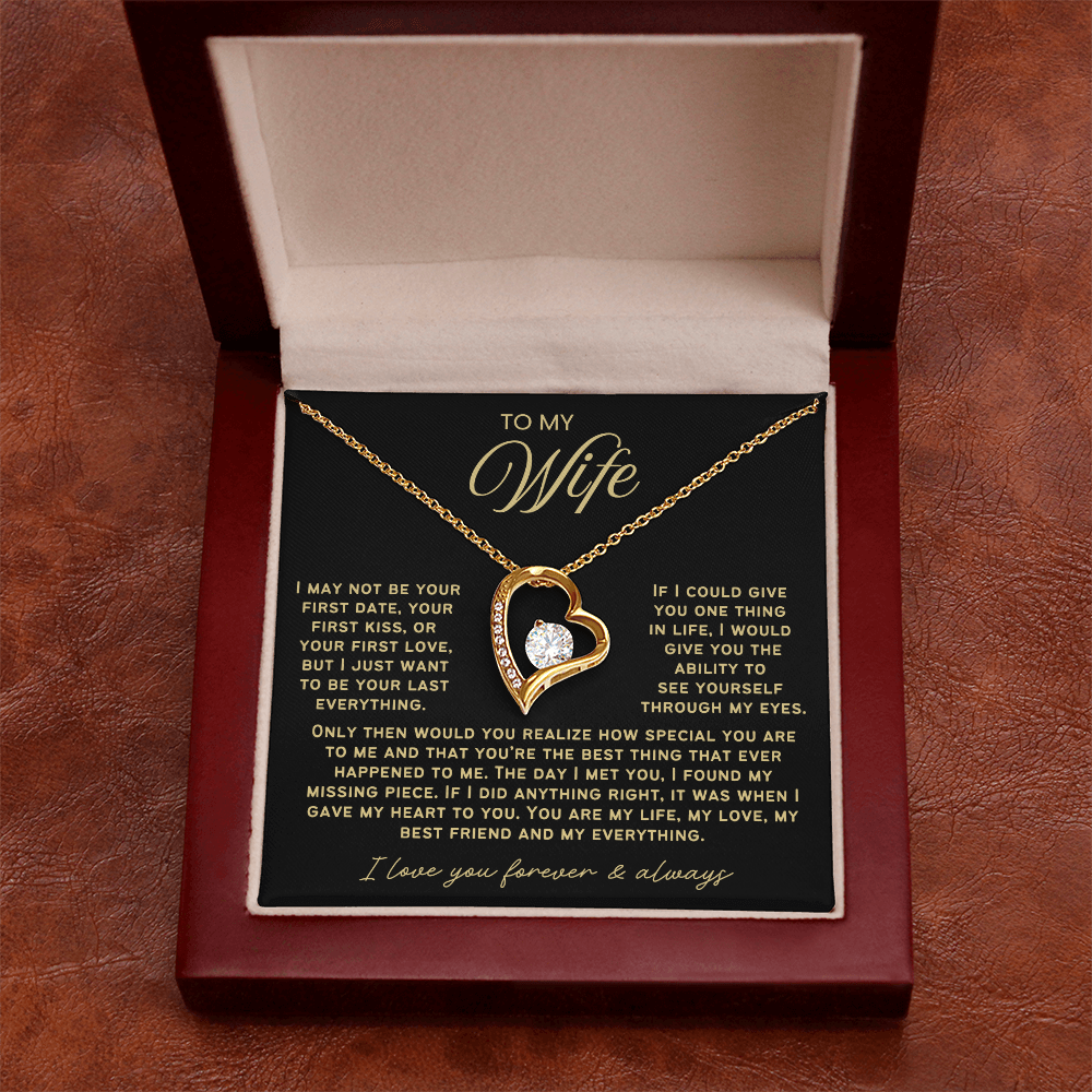 To My Wife - Love Heart Necklace - You Are My Everything Valentine's Day Gift