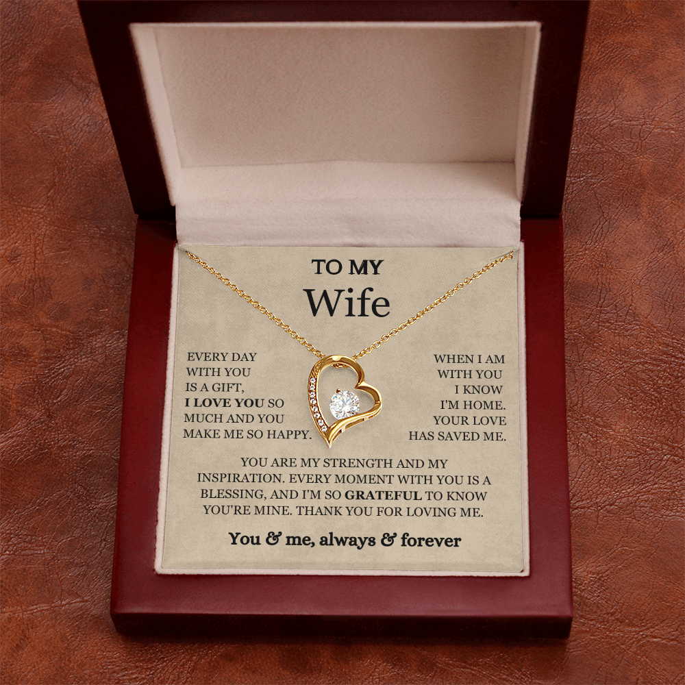 To My Wife - Love Heart Necklace - You Are My Strength Valentine's Day Gift