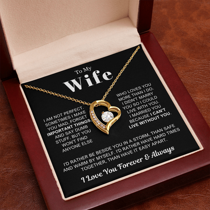 To My Wife - Love Heart Necklace - Rather Beside You Valentine's Day Gift