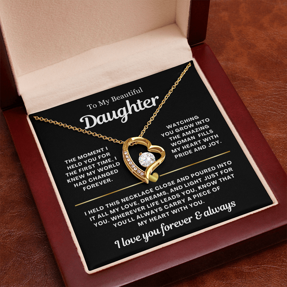 To My Daughter Necklace - Love Heart Necklace - You Are My Pride Message Gift