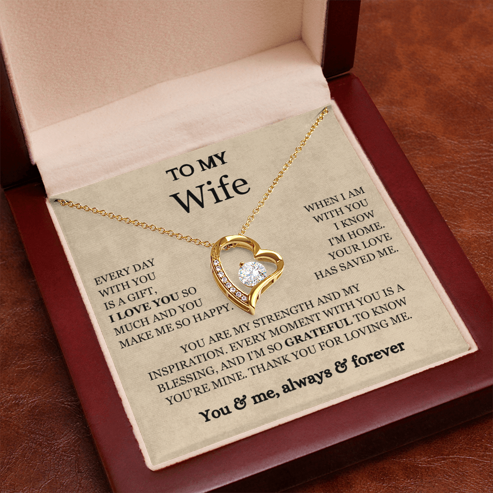 To My Wife - Love Heart Necklace - You Are My Strength Valentine's Day Gift