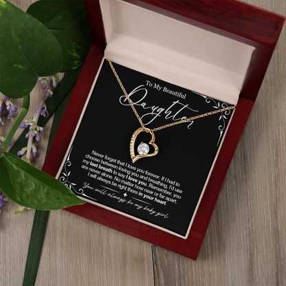 To My Daughter Necklace from Dad - Love Heart Necklace - Always My Baby Girl Message Card Gift