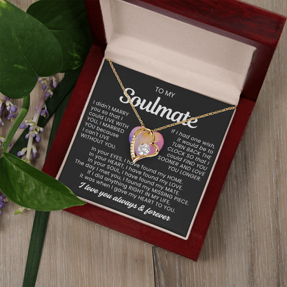To My Soulmate - Love Heart Necklace -  Message Card Gift from Husband