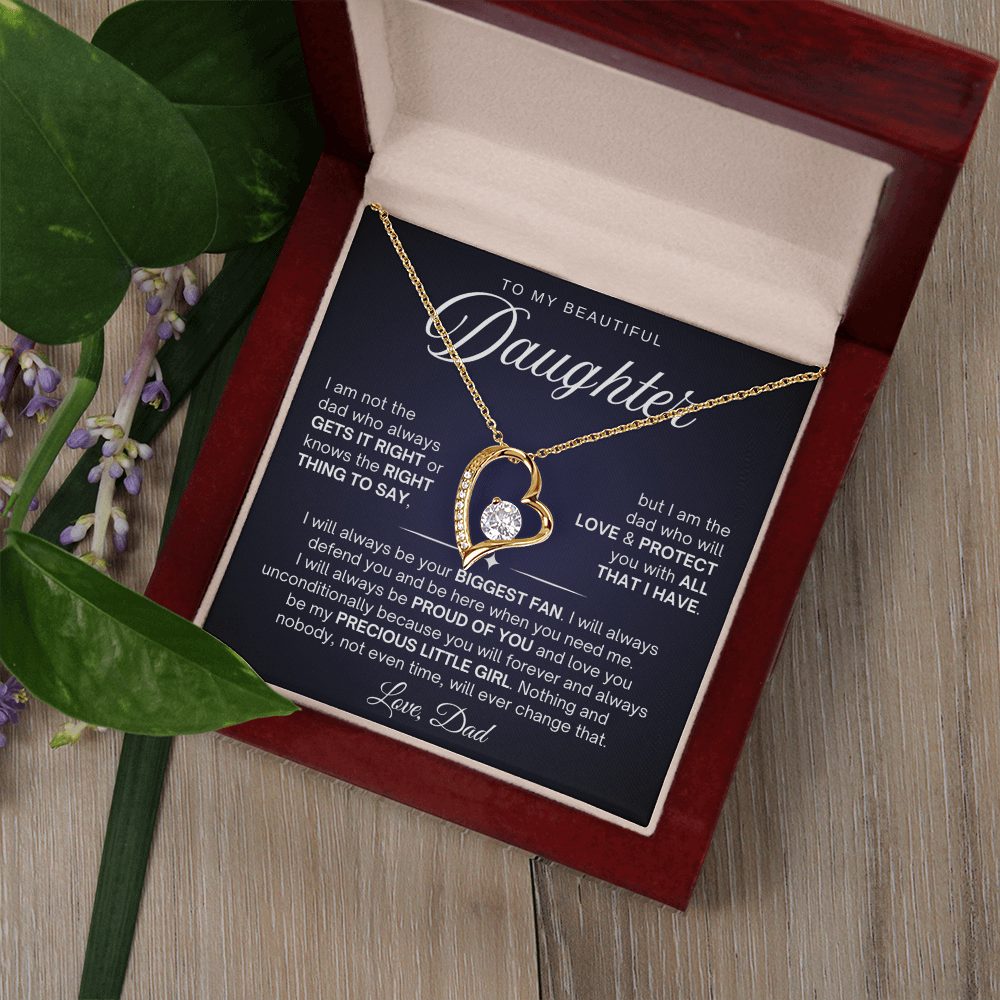 To My Daughter Necklace from Dad - Love Heart Necklace - Proud Of You Message Card Gift