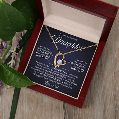 To My Daughter Necklace from Dad - Love Heart Necklace - Proud Of You Message Card Gift