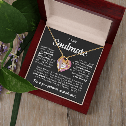 To My Soulmate - Love Heart Necklace - You Are the Greatest Gift Message Card Gift from Husband