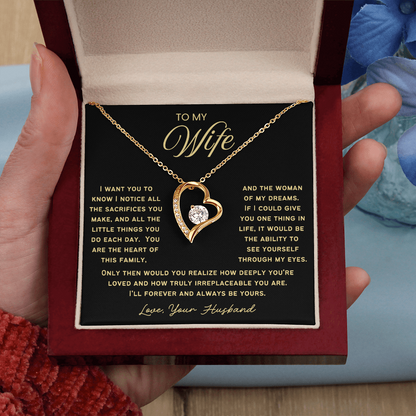 To My Wife - Love Heart Necklace - You Are Irreplaceable Valentine's Day Gift
