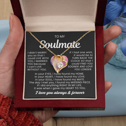 To My Soulmate - Love Heart Necklace -  Message Card Gift from Husband