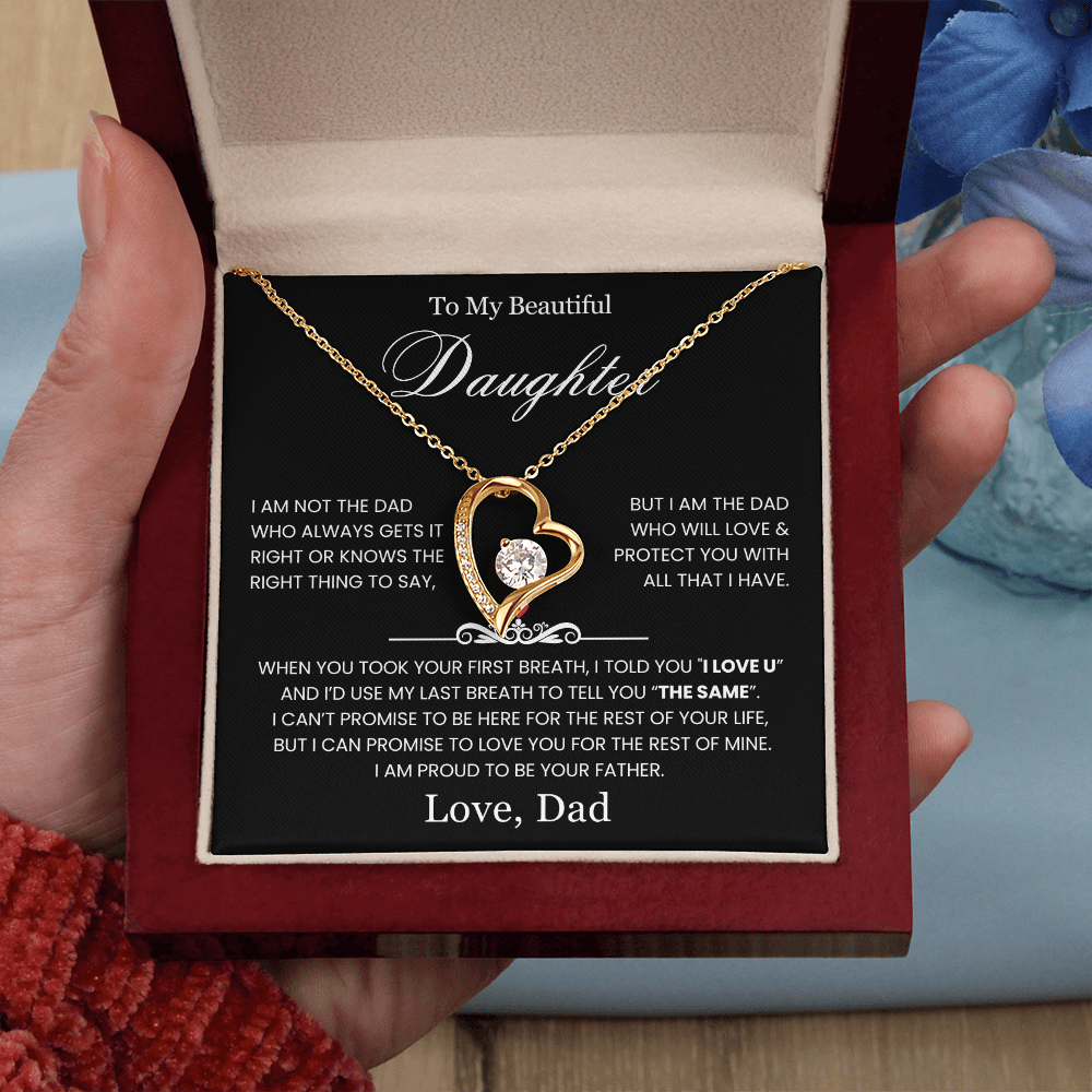 To My Daughter Necklace - Love Heart Necklace - Proud Of You Message Gift
