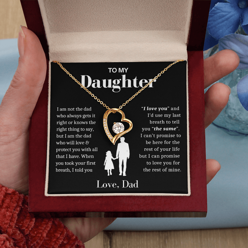 To My Daughter Necklace from Dad - Love Heart Necklace -  Always Loving You Message Card Gift