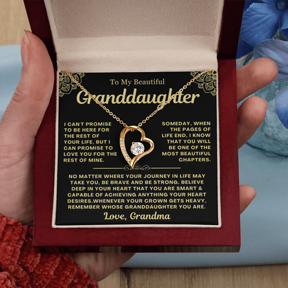 To My Granddaughter Necklace - Love Heart Necklace - Remember Whose Granddaughter You Are Message Card Jewelry Gift