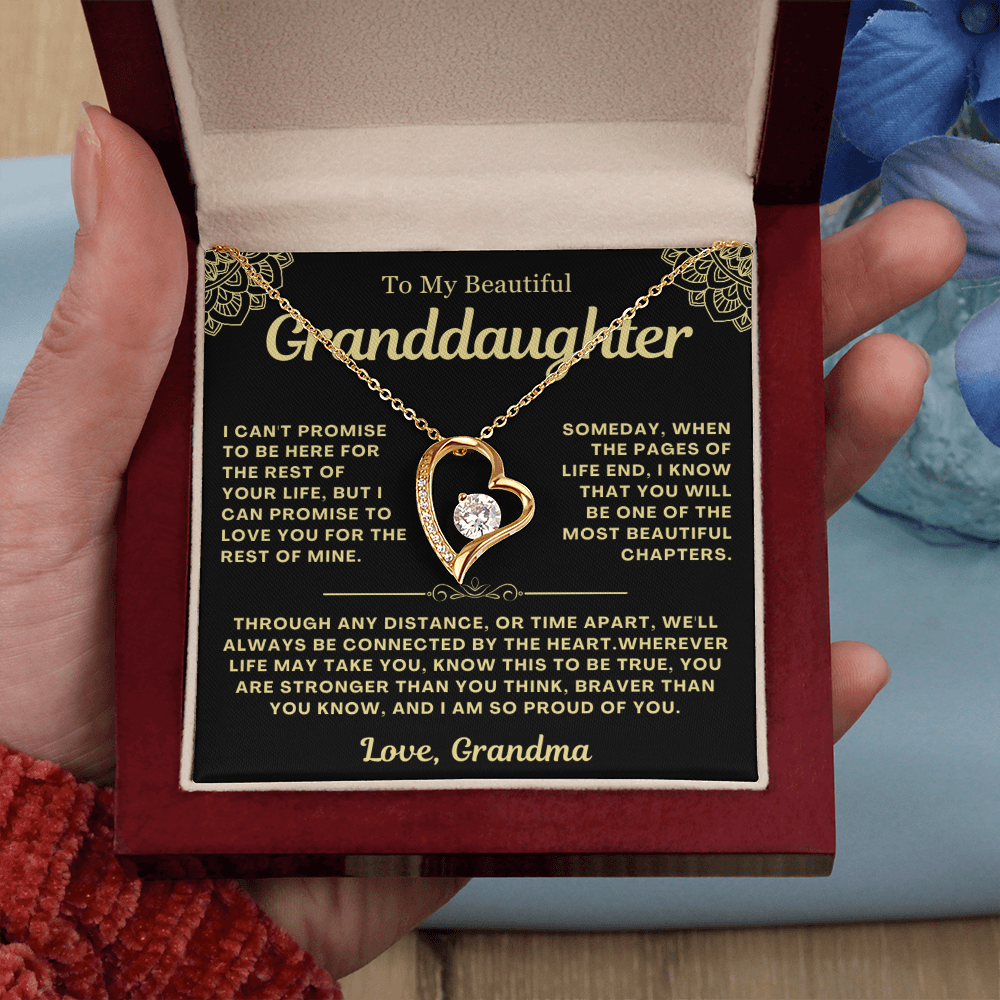 To My Granddaughter Necklace - Love Heart Necklace - I Am So Proud Of You Message Card Jewelry Gift (Copy)