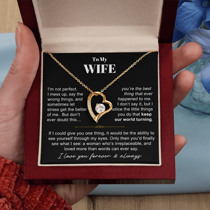 To My Wife - Love Heart Necklace - You Are Irreplaceable Message Card Gift