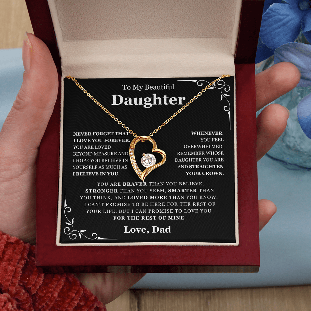 To My Daughter Necklace from Dad - Love Heart Necklace - Loved Beyond Measure Gift
