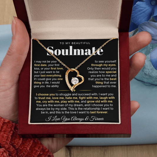 To My Soulmate Necklace - Love Heart Necklace - I Choose You