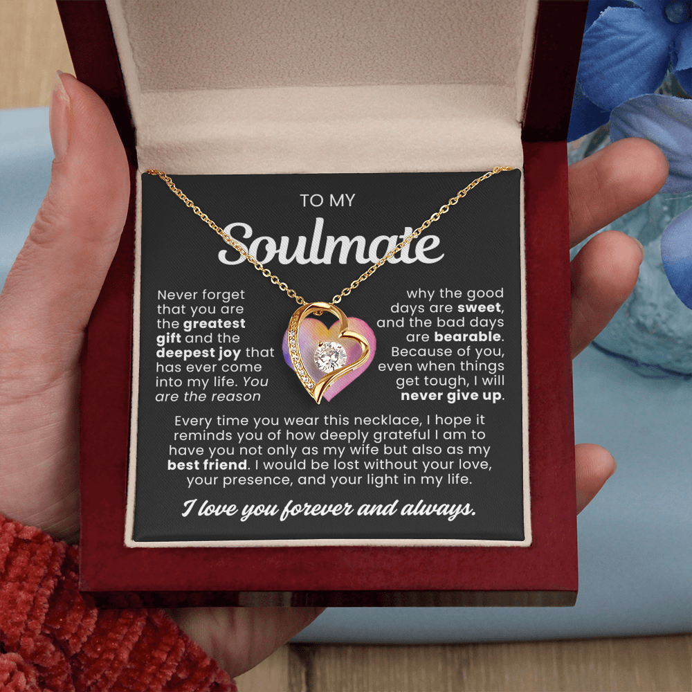 To My Soulmate - Love Heart Necklace - You Are the Greatest Gift Message Card Gift from Husband