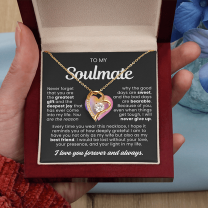 To My Soulmate - Love Heart Necklace - You Are the Greatest Gift Message Card Gift from Husband