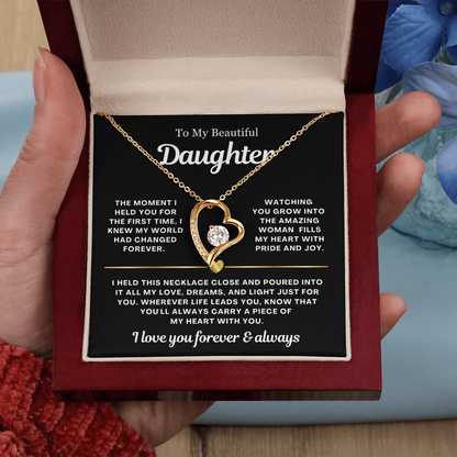 To My Daughter Necklace - Love Heart Necklace - You Are My Pride Message Gift