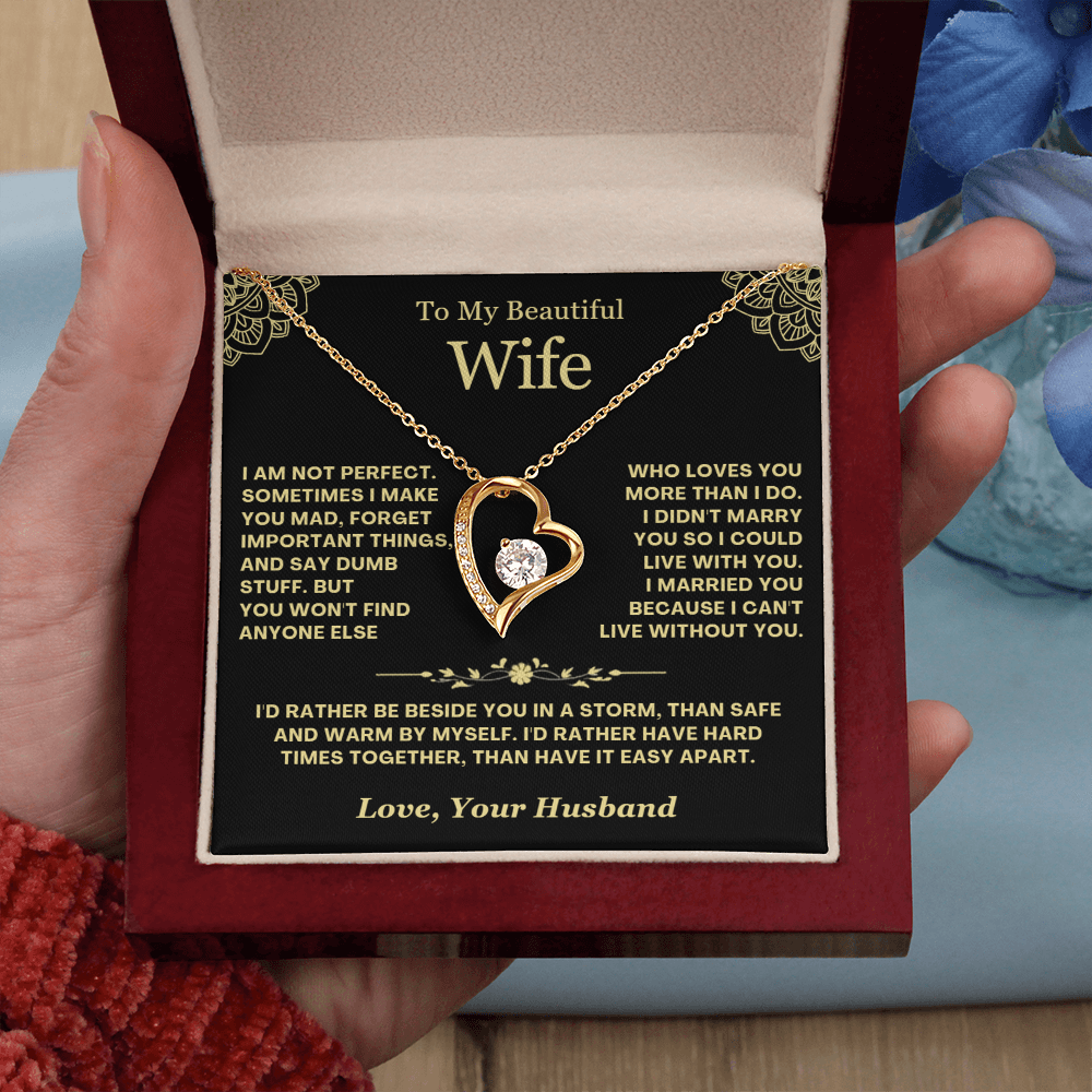 To My Wife - Love Heart Necklace - Rather Beside You Valentine's Day Gift