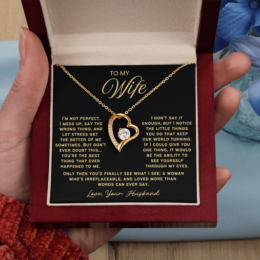 To My Wife - Love Heart Necklace - You Are Irreplaceable Valentine's Day Gift