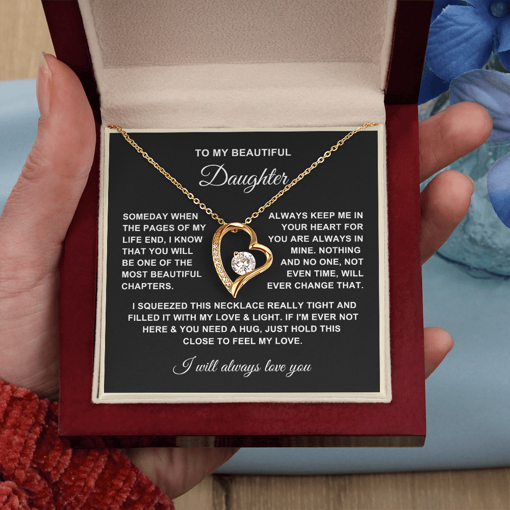 To My Daughter Necklace - Love Heart Necklace - Proud Of You Message Gift