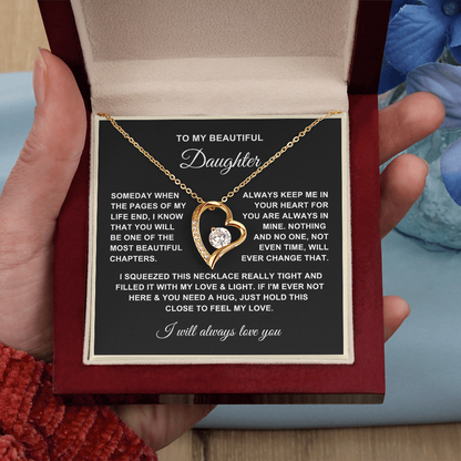 To My Daughter Necklace - Love Heart Necklace - Proud Of You Message Gift