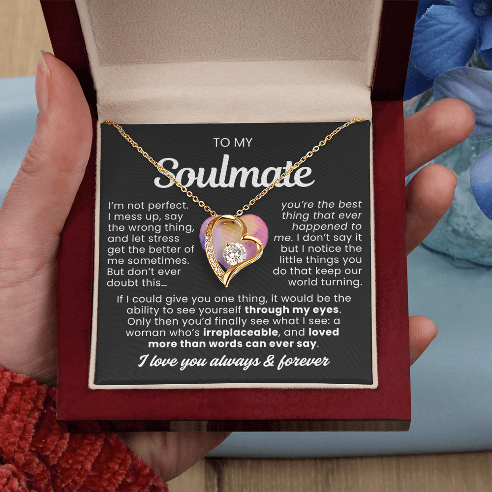 To My Soulmate - Love Heart Necklace -  Best Thing Message Card Gift from Husband
