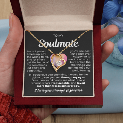 To My Soulmate - Love Heart Necklace -  Best Thing Message Card Gift from Husband