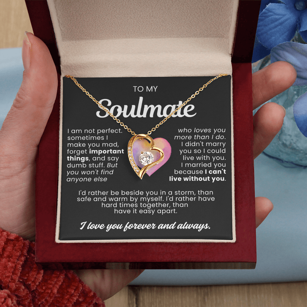 To My Wife - Love Heart Necklace - Can't Live Without You Valentine's Day Gift