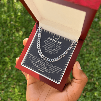 To My Dad - Cuban Link Necklace - You Are Loved Message Card Gift