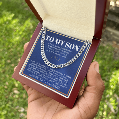To My Son - Cuban Link Necklace - I Will Always Love You Message Card Gift