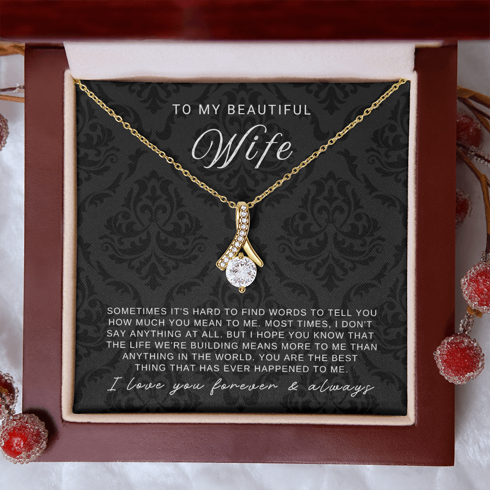 To My Wife - Ribbon Necklace - You Are The Best Thing Message Card Gift