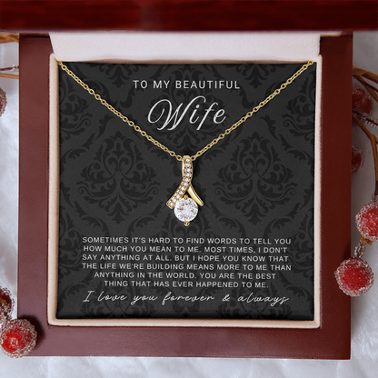 To My Wife - Ribbon Necklace - You Are The Best Thing Message Card Gift