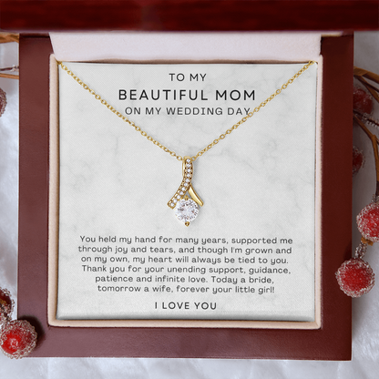 To My Mom - Ribbon Necklace - Forever Your Little Girl