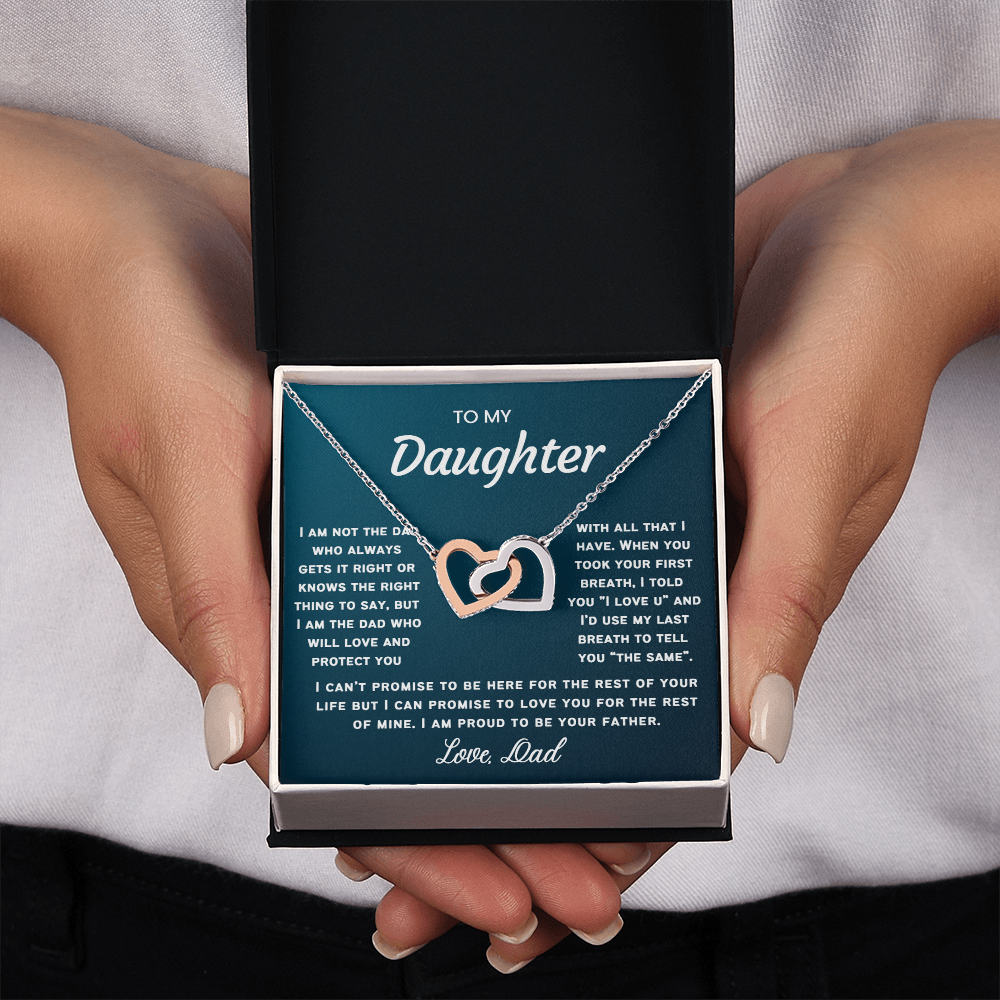 To My Daughter Necklace from Dad - Linked Hearts Necklace -  Proud Father Message Card Gift