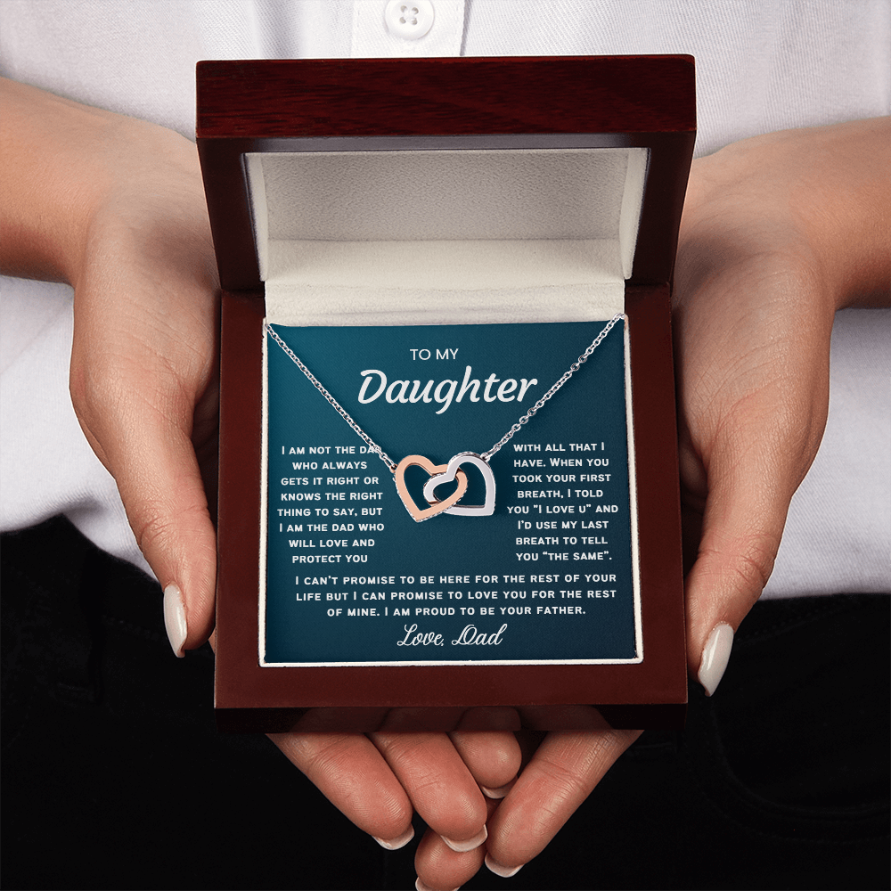 To My Daughter Necklace from Dad - Linked Hearts Necklace -  Proud Father Message Card Gift
