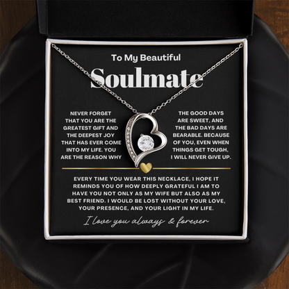 To My Soulmate - Love Heart Necklace - You Are the Greatest Gift from Husband