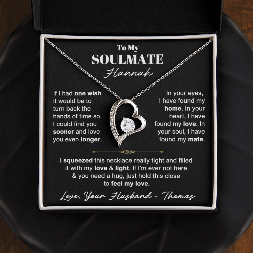 To My Soulmate - Love Heart Necklace - Personalizable Gift Set from Husband