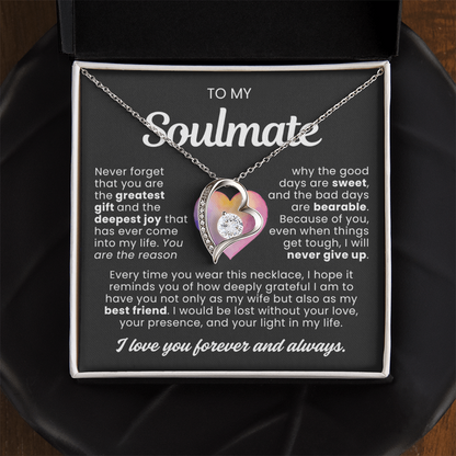 To My Soulmate - Love Heart Necklace - You Are the Greatest Gift Message Card Gift from Husband
