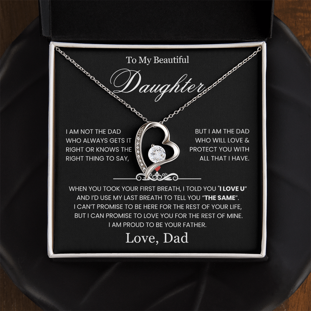 To My Daughter Necklace - Love Heart Necklace - Proud Of You Message Gift