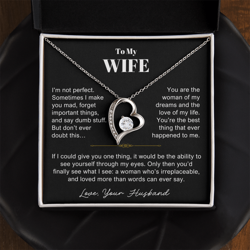 To My Wife - Love Heart Necklace - You Are Irreplaceable Message Card Gift